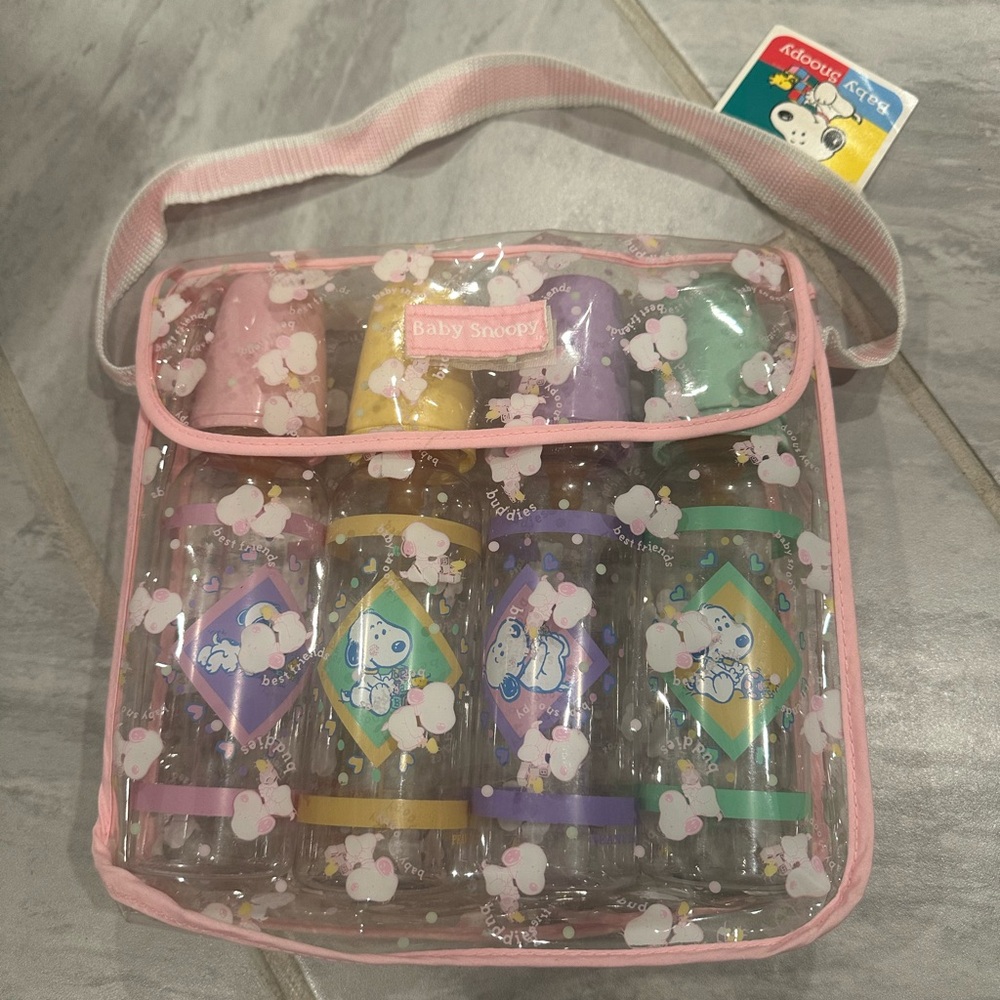 NWT Snoopy Baby Bottle Set With Carry Case To Match Vintage Rare